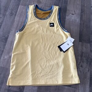 New Nike SB Skateboarding Reversible Basketball Skate Jersey Yellow Size Small